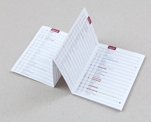 Innenseite des Taschenkalender